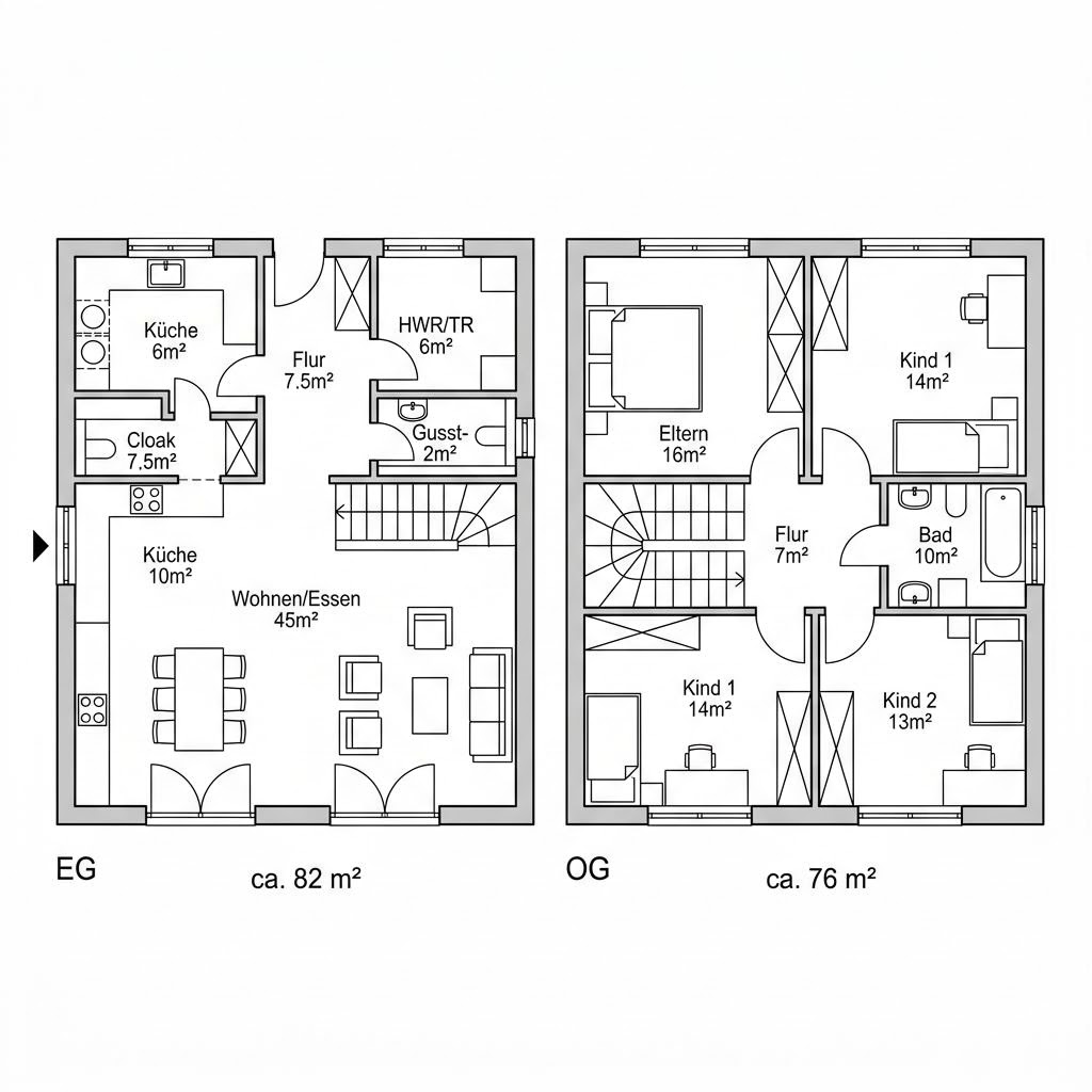 Grundriss INNOVATION R 158 – 158 m² Stadtvilla mit 5 Zimmern