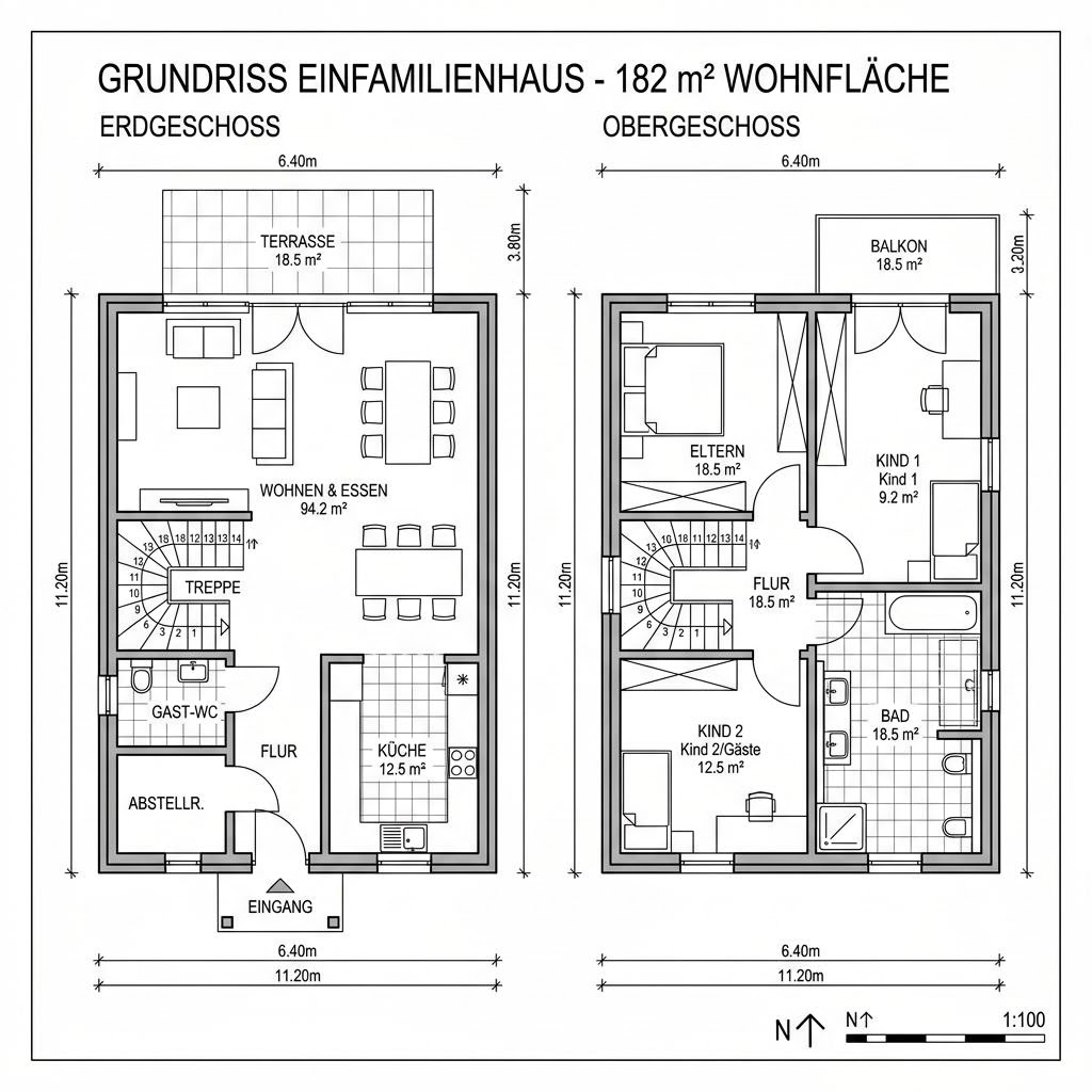 Grundriss Stadtvilla Salzach von Sonnleitner Holzbauwerke — 182 m², 6 Zimmer