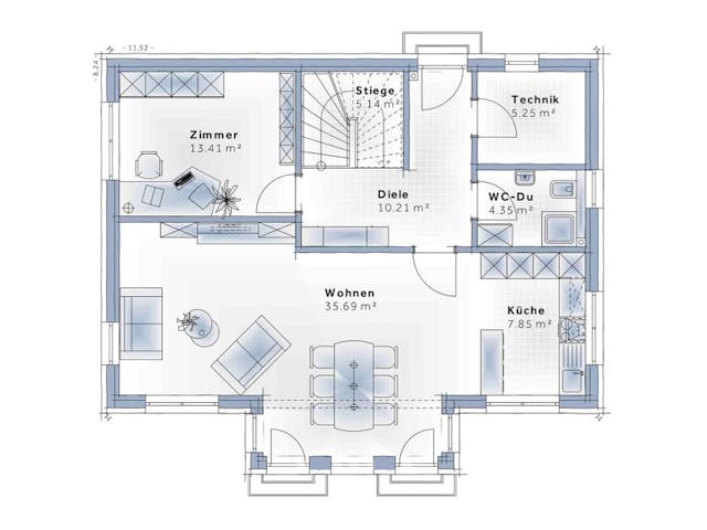 Grundriss Family Life – 152 m² Stadtvilla mit 5 Zimmern