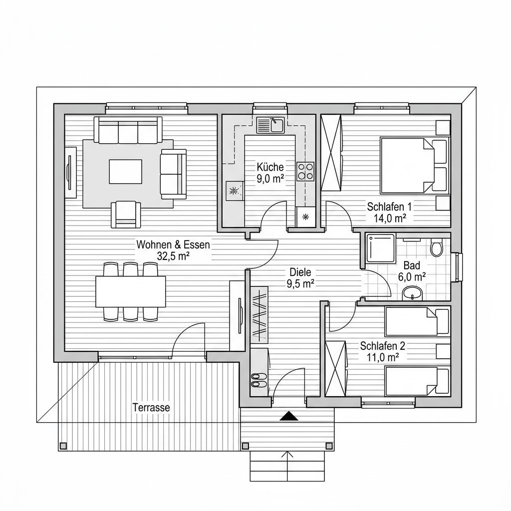 Grundriss Waldrand 82 von Stommel Haus — 82 m², 4 Zimmer