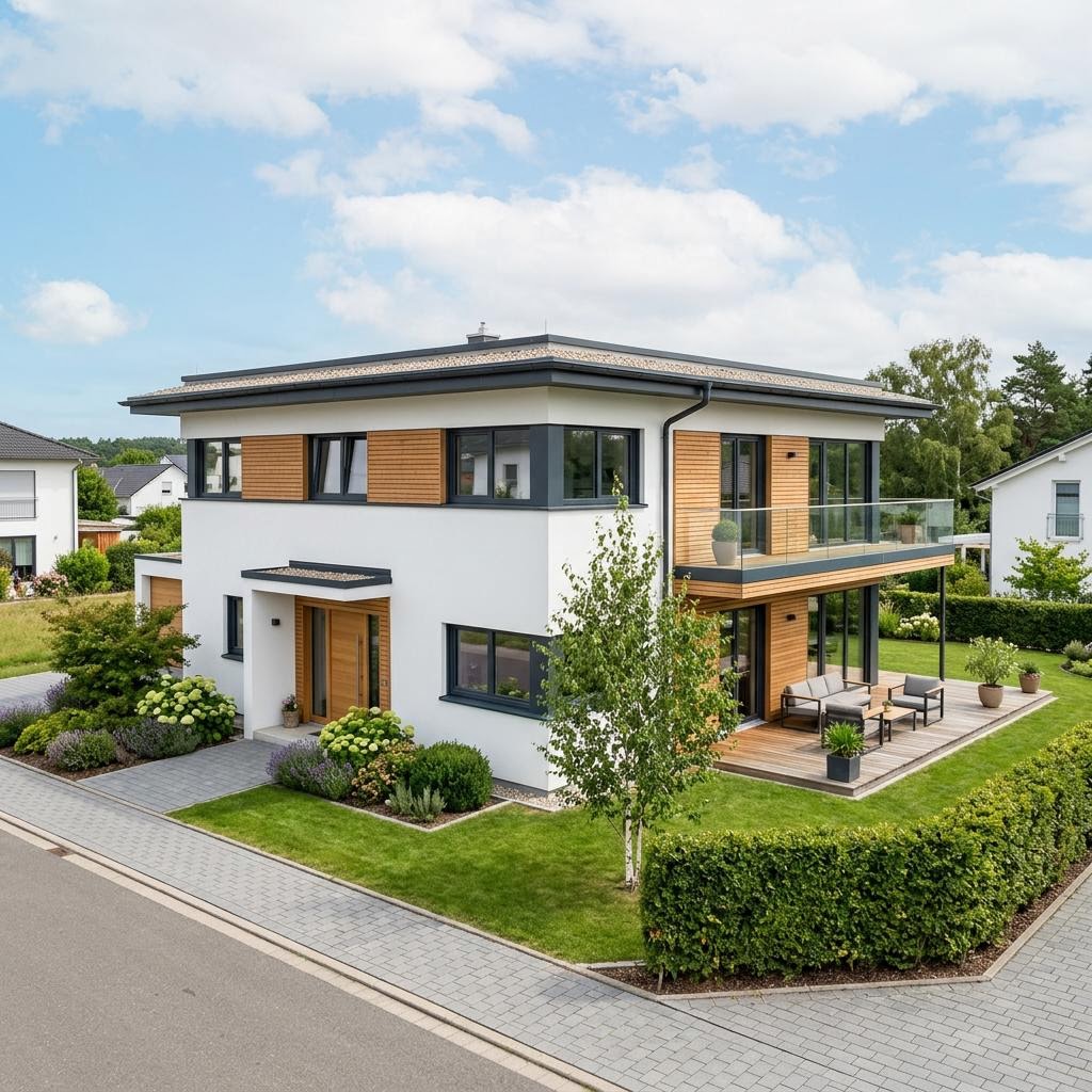 Kubushaus Linea 166 von STREIF Haus mit Flachdach — kubisches Fertighaus im Bauhausstil mit 166 m²