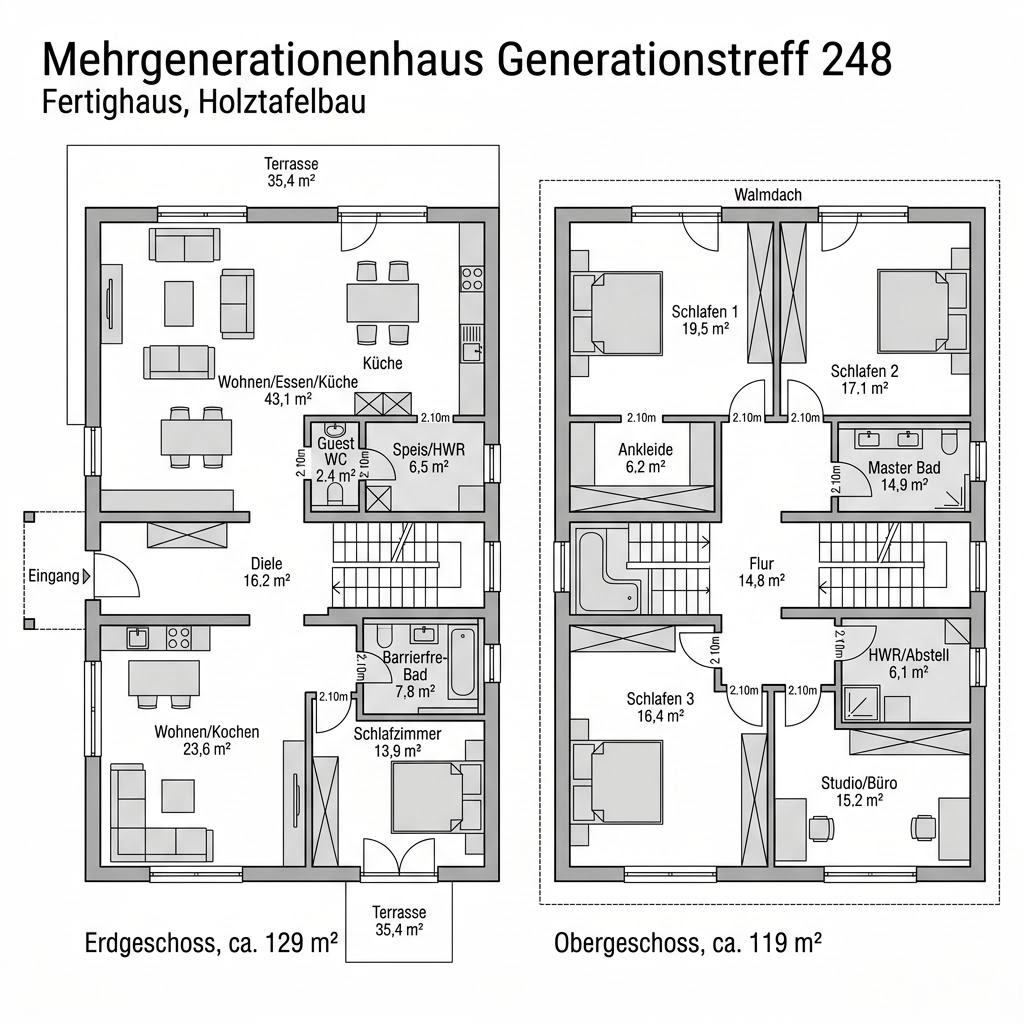 Grundriss Mehrgenerationenhaus Generationstreff 248 – 248 m² Mehrgenerationenhaus mit 9 Zimmern