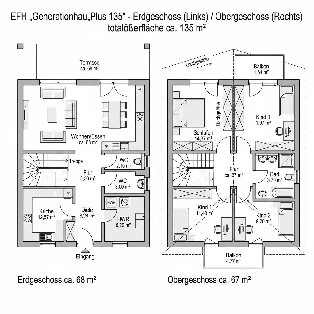 Grundriss Generation Plus 135 von WeberHaus — 135 m², 4 Zimmer