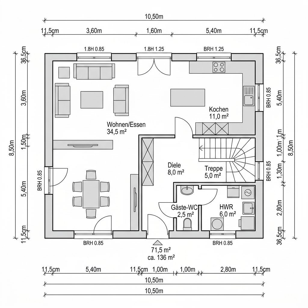 Grundriss Generation VP 136 von WeberHaus — 136 m², 4 Zimmer