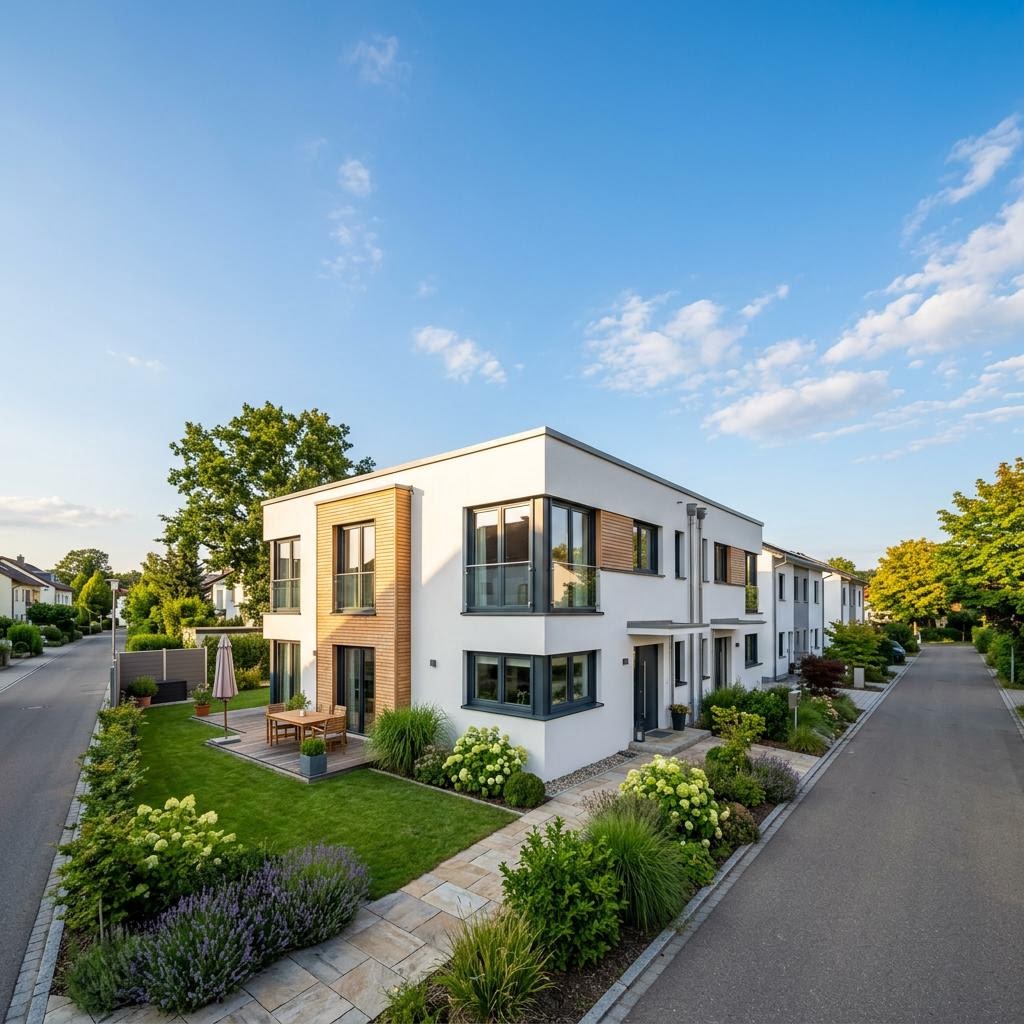 Reihenhaus Reihenendhaus CityLine R154 von WeberHaus mit Flachdach und 154 m² Wohnfläche
