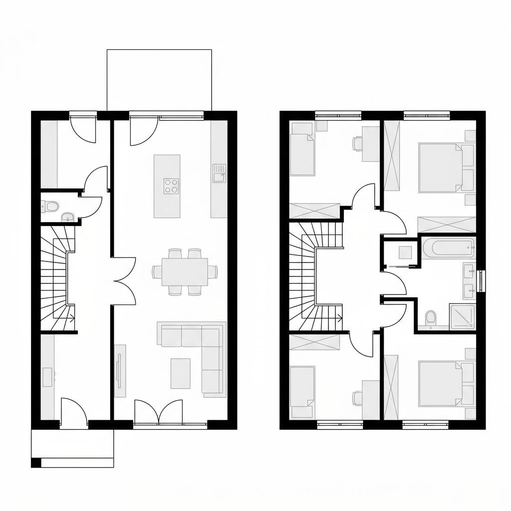 Grundriss Reihenmittelhaus CityLine R126 – 126 m² Reihenhaus mit 4 Zimmern