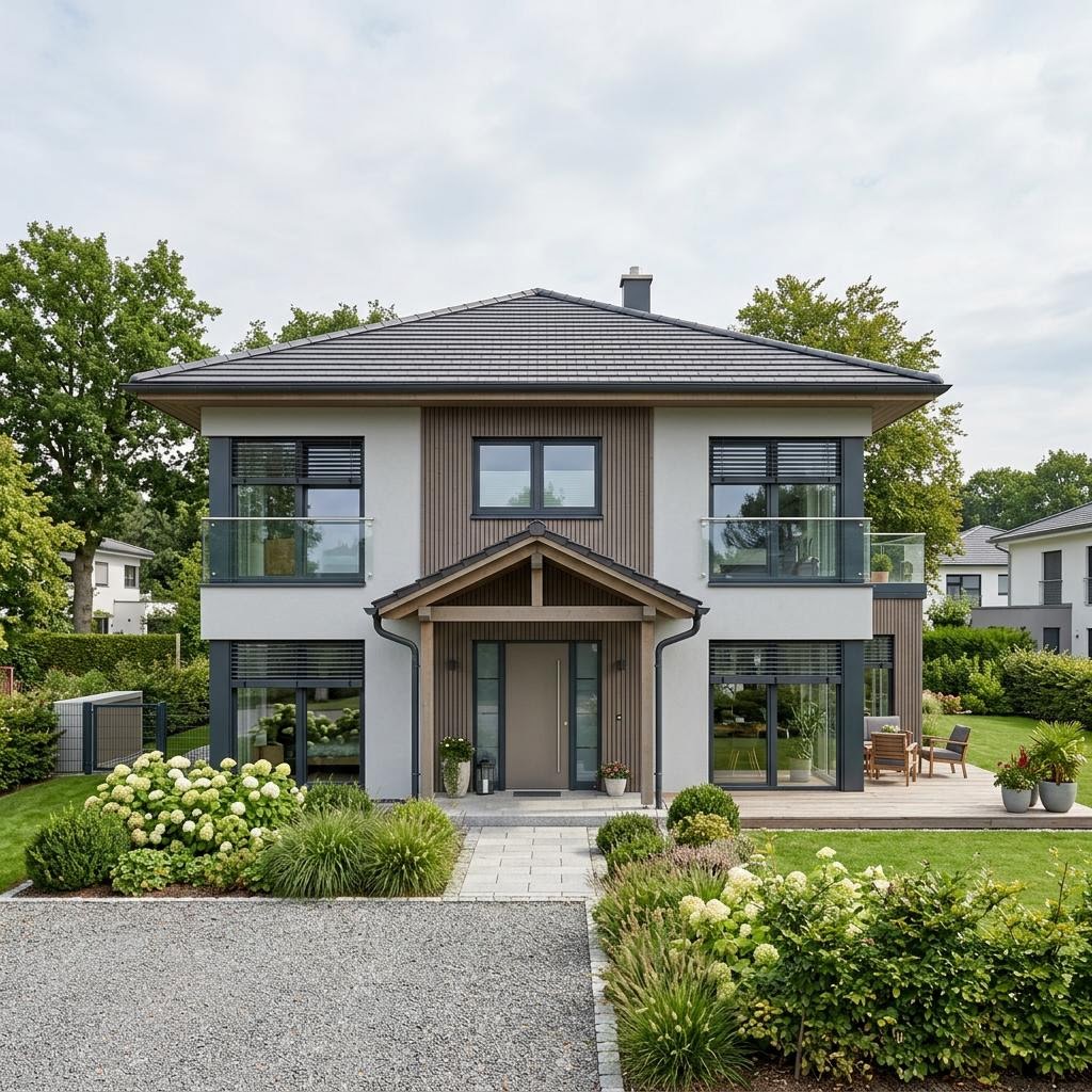Stadtvilla Solita 180 von WeberHaus mit Zeltdach und großzügigem Empfangsbereich