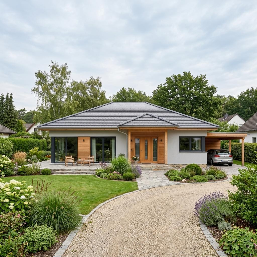 Bungalow Naturform 140 von WOLF-HAUS mit Walmdach — weitläufiger Bungalow mit 140 m²